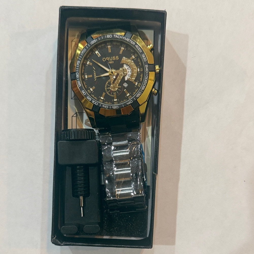 #68 Gold and Black ORUSS Watch with elegant style. - Picture 7 of 8